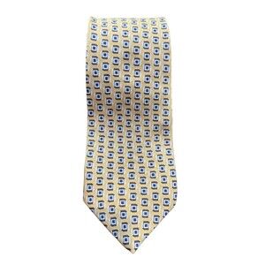 Geoffrey Beene Silk Tie Yellow Geometric Men Necktie Italy 57 x 3.75